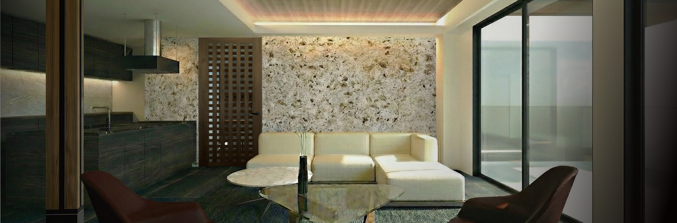 洗練されたリビングのインテリア