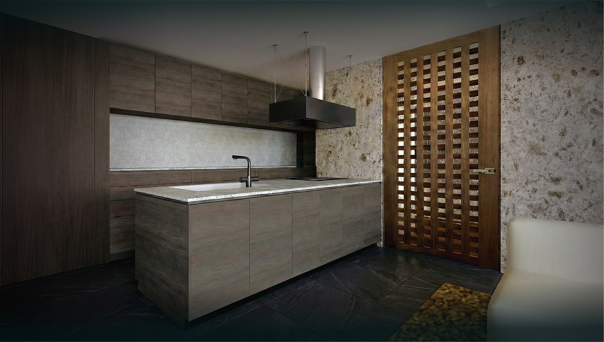 重厚感のあるキッチンデザイン